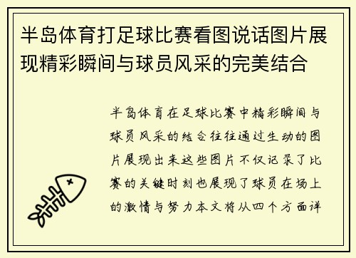 半岛体育打足球比赛看图说话图片展现精彩瞬间与球员风采的完美结合