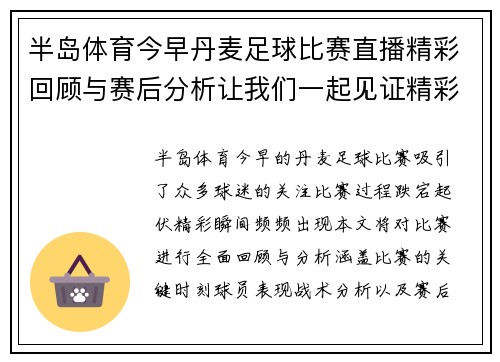 半岛体育今早丹麦足球比赛直播精彩回顾与赛后分析让我们一起见证精彩瞬间